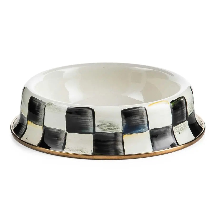 Pet Bowl, Cute Cat and Dog Bowl for Food and Water, BlackandWhite Courtly Check, Small