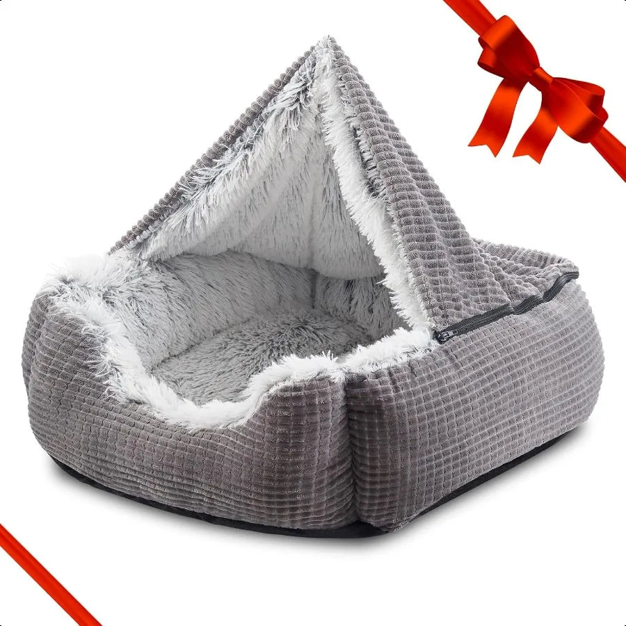 Cozy Rec Cave Hooded Dog Bed For Small Pets Indoors