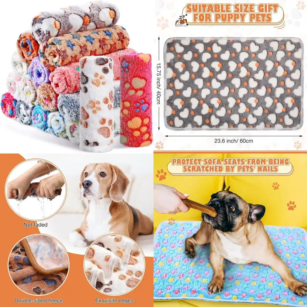 18 Pack Fleece Pet Blanket Set Cozy Sleep Mats For Dogs Cats