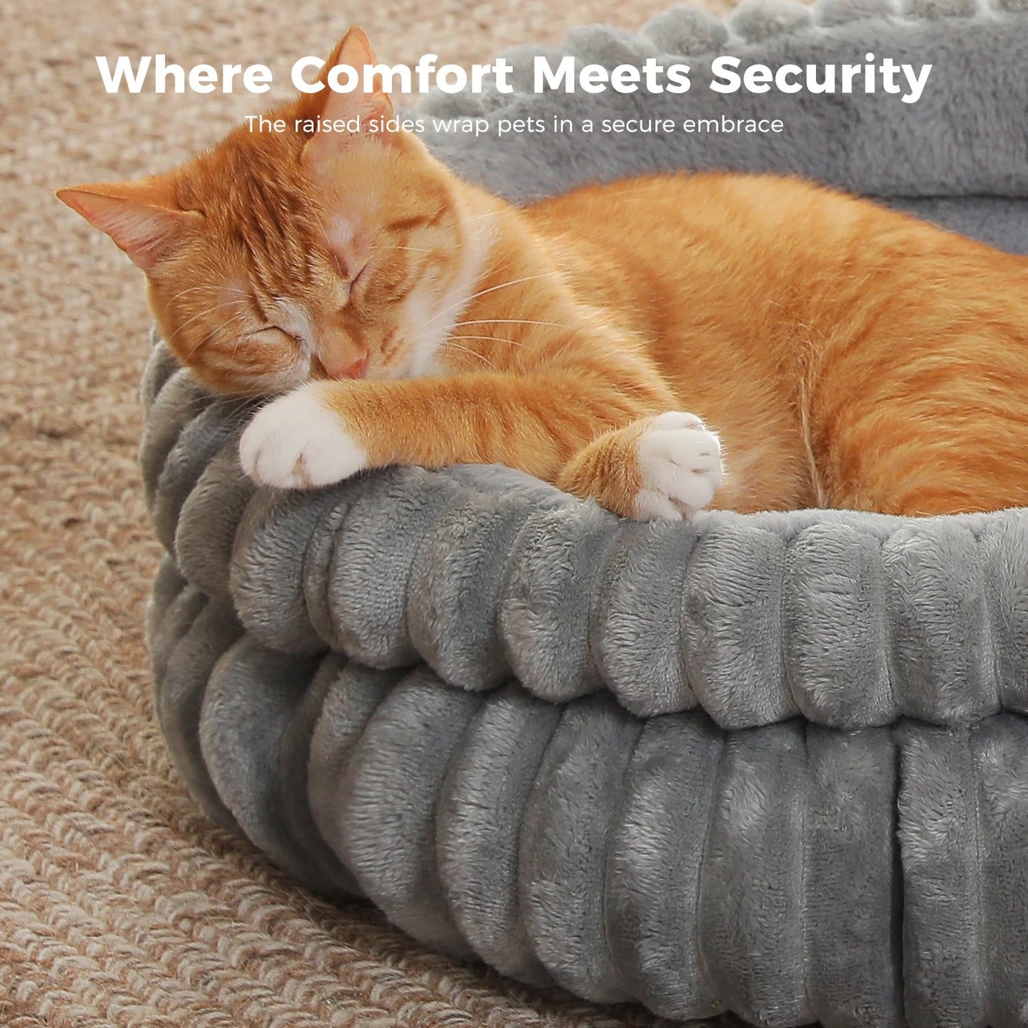 Cozy Cat Bed With Anti Slip Bottom Fluffy Cushion For Indoor Pets Removable Cover Available In Grey And Brown
