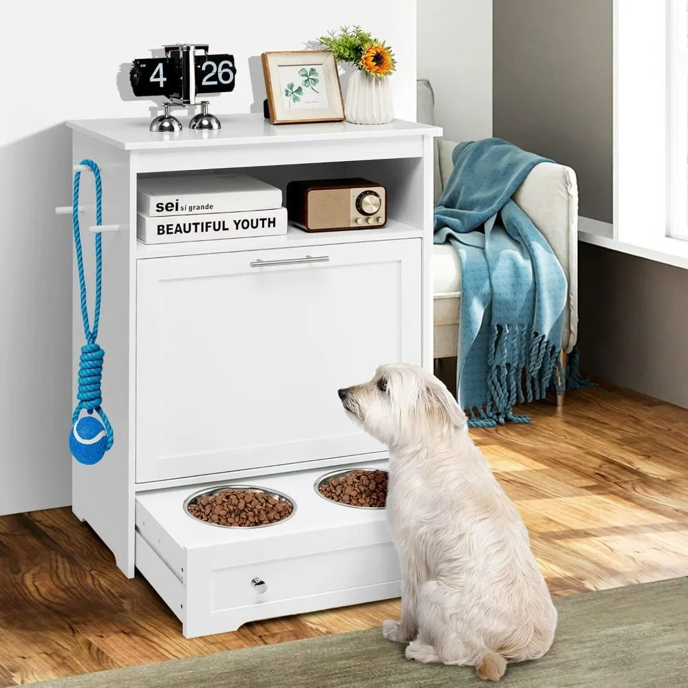 Pet Feeder Station, Dog Food Storage Container with Double 