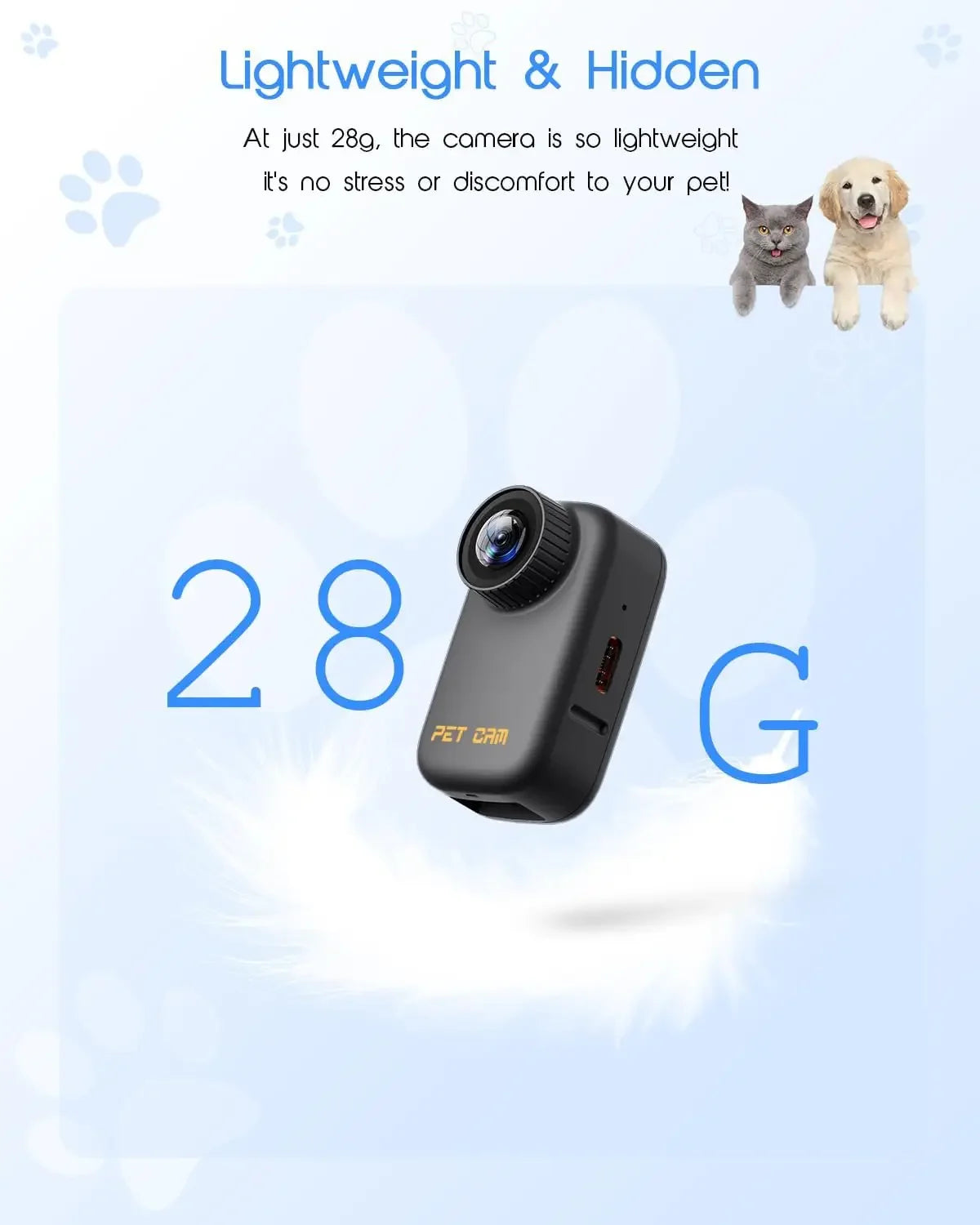 4K Cat Collar Camera HD WiFi Pet Camera with 64GB SD Card Mini Action Camera for Dogs and Cats