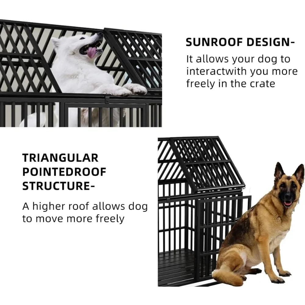 54 inch Heavy Duty Indestructible Dog Crate, Escape Proof Dog 