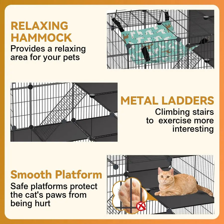 Cage, 3Tier DIY Cat Enclosures Catio, Cat Playpen Indoor amp Outdoor 