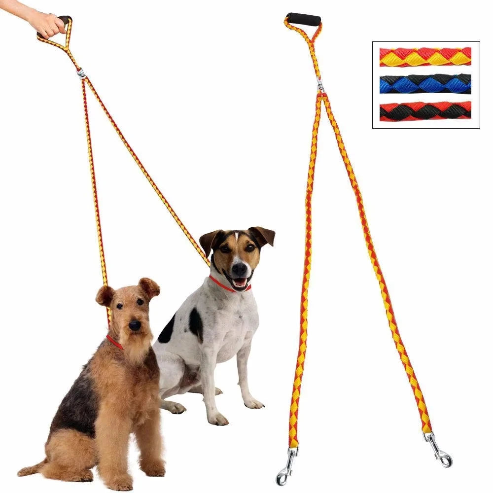 Double Leash For Dogs With 360 Degree Rotation And Safety