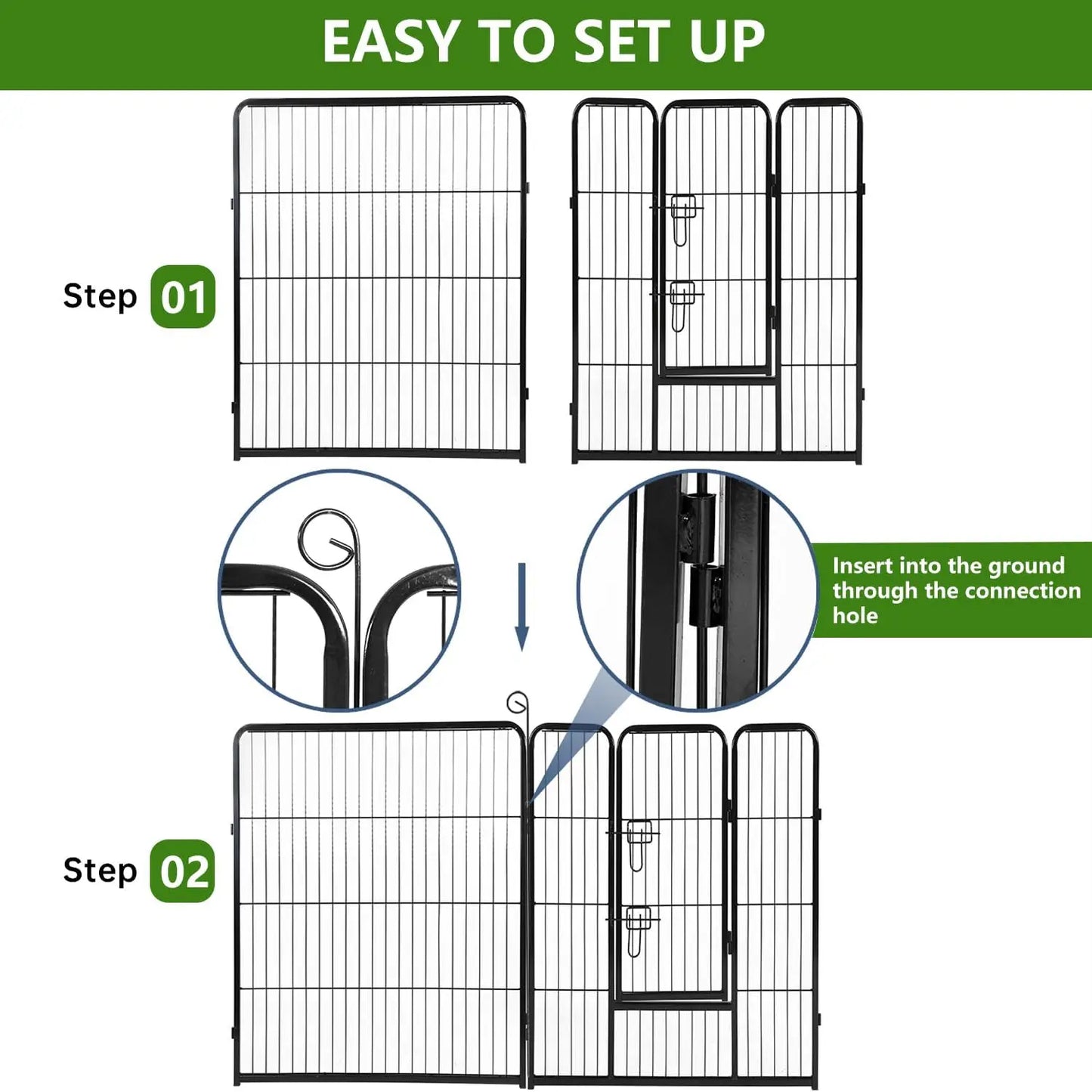 Dog Playpen | 40 Inch, 8 Panels | Heavy Duty Metal Pet Exercise Pen 
