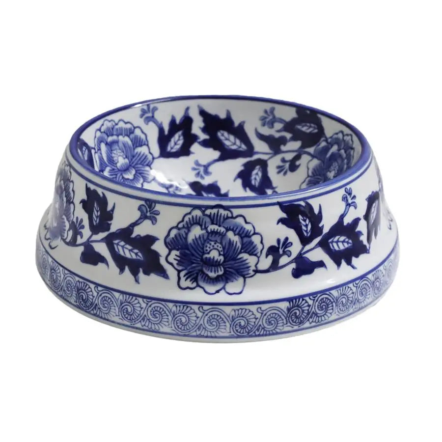 Vintage Blue and White Chinoiserie Ceramic Cat Food Bowls Cat Bowls Dishes for Food and Water,Dog Feeding Bowls, Dishwasher Safe