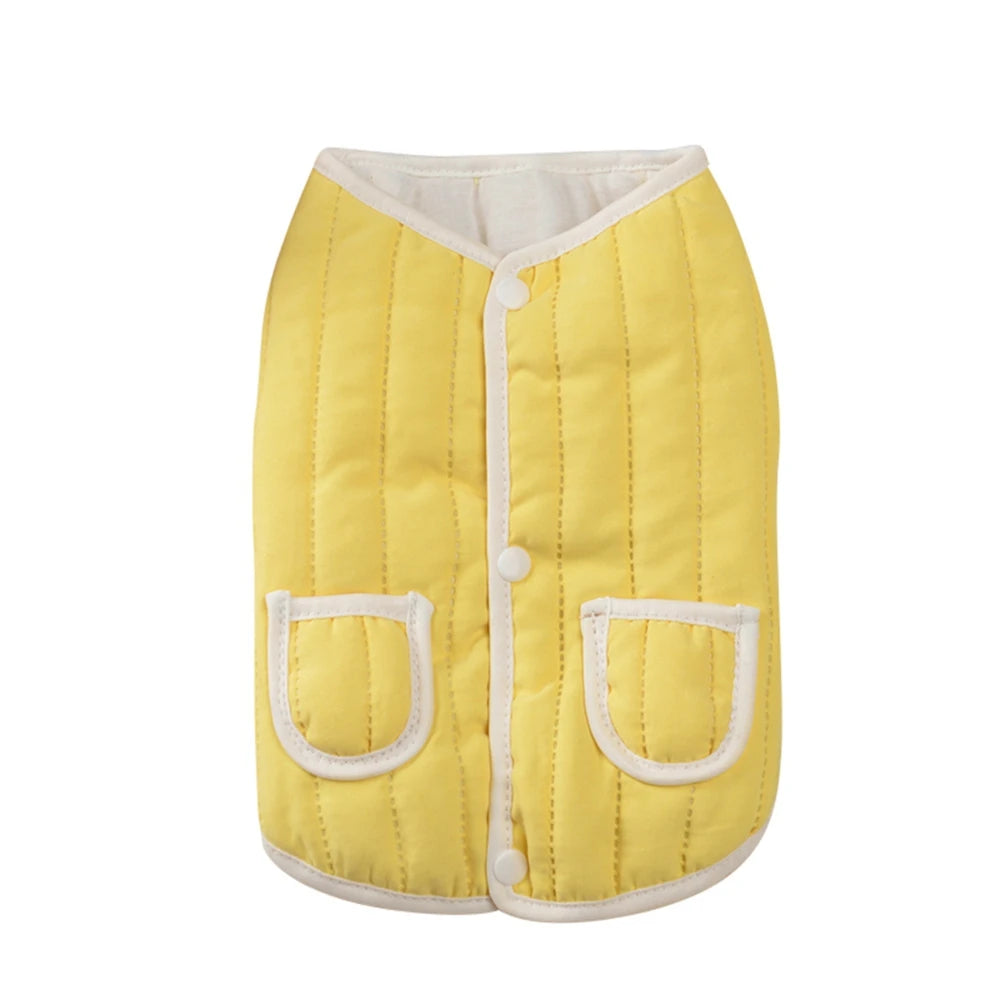 Cotton Padded Dog Coat Vest With Practical Front Pockets