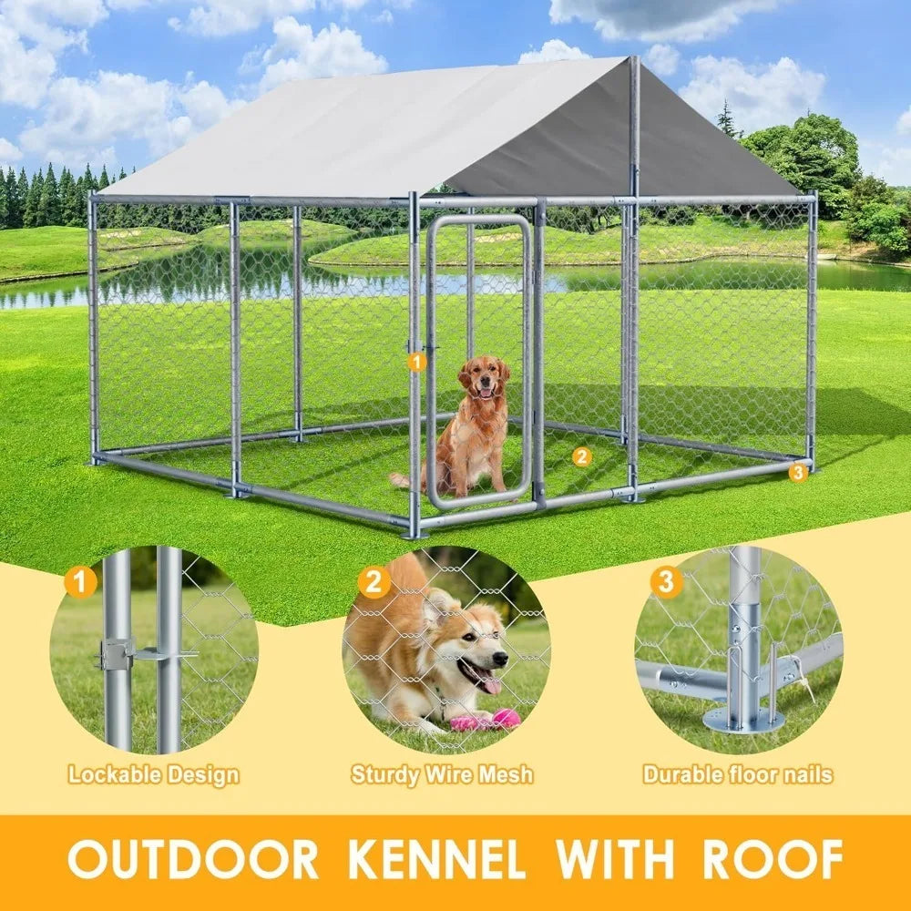 Heavy Duty Outdoor Dog Kennel With Roof And Chain Link