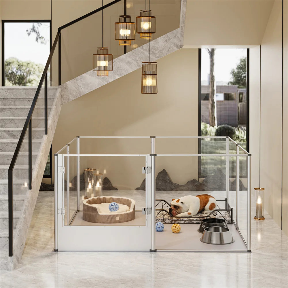 Acrylic Dog Playpen Enclosure With Waterproof Pad Mat