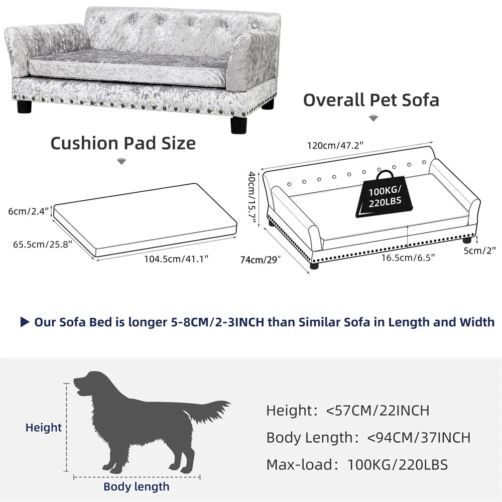 Heavy Duty Pet Sofa Large Raised Dog Bed Cushioned Soft Pet Cat Bed Puppy Couch Lounge Bed