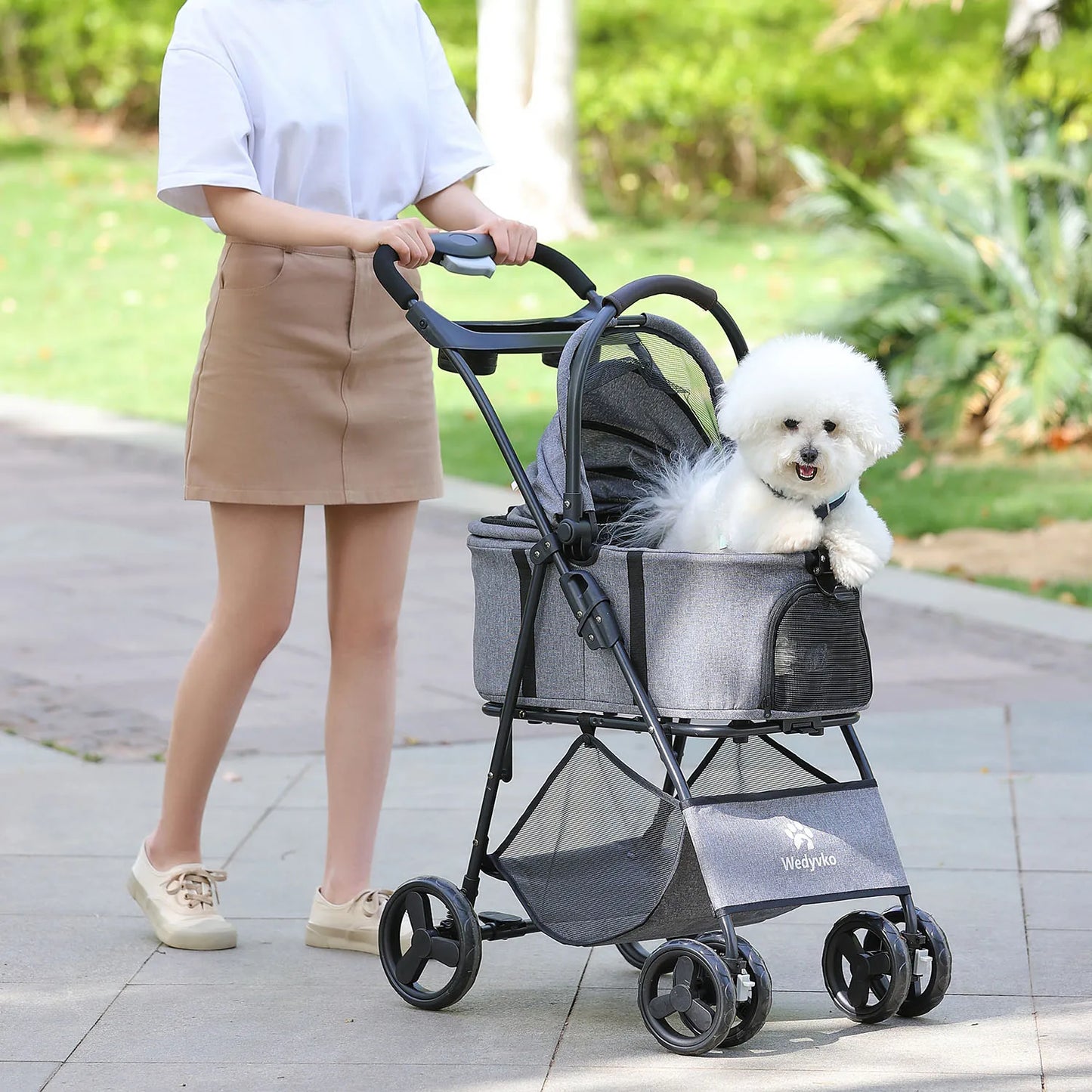 3 in 1 Pet Stroller with Removable Carrier, Folding Stroller 