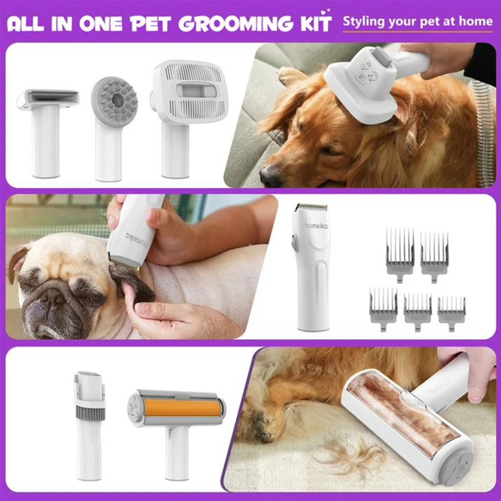 Homeika Dog Grooming Kit 3L Dog Hair Vacuum 99 Percent Pet Hair Suction Power Silent Pet Vacuum Groomer Dog Cat Hair Removal Brush