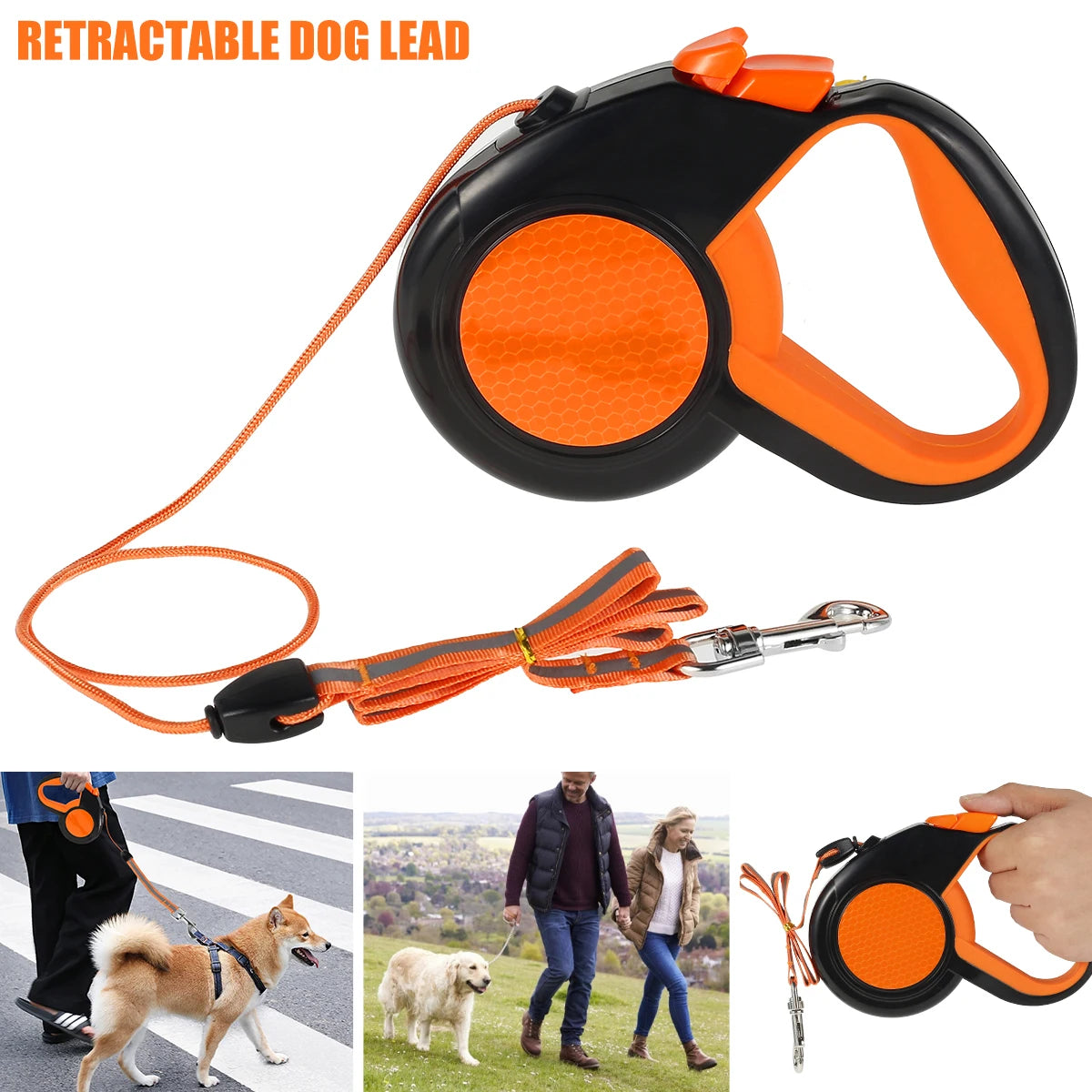Heavy Duty Retractable Dog Leash With Non Slip Handle