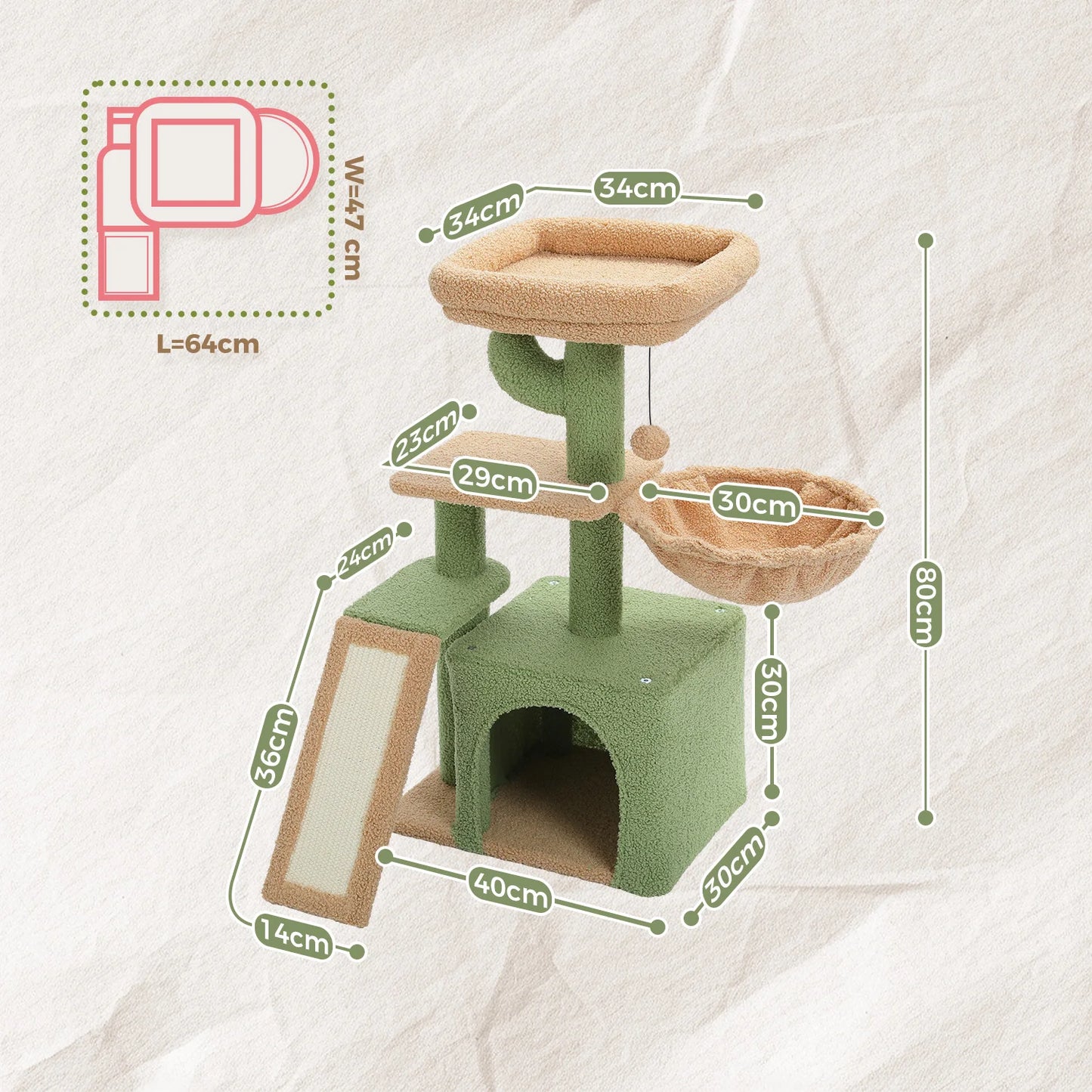 Cat Tree Cat Tower for Indoor Cats with Big Hammock Removable Top Perch Scratching Posts Three Tier Design Grey