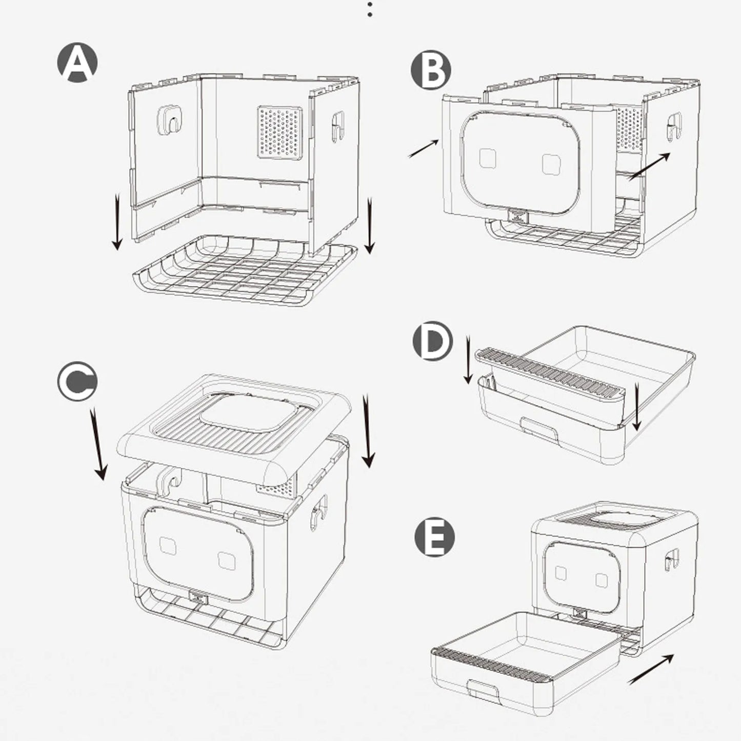 New Foldable Cat Litter Box Front Entry & Top Exit Toilet Boxes Enclosed Foldable Kitty Toilet Extra Large Pet Toilet