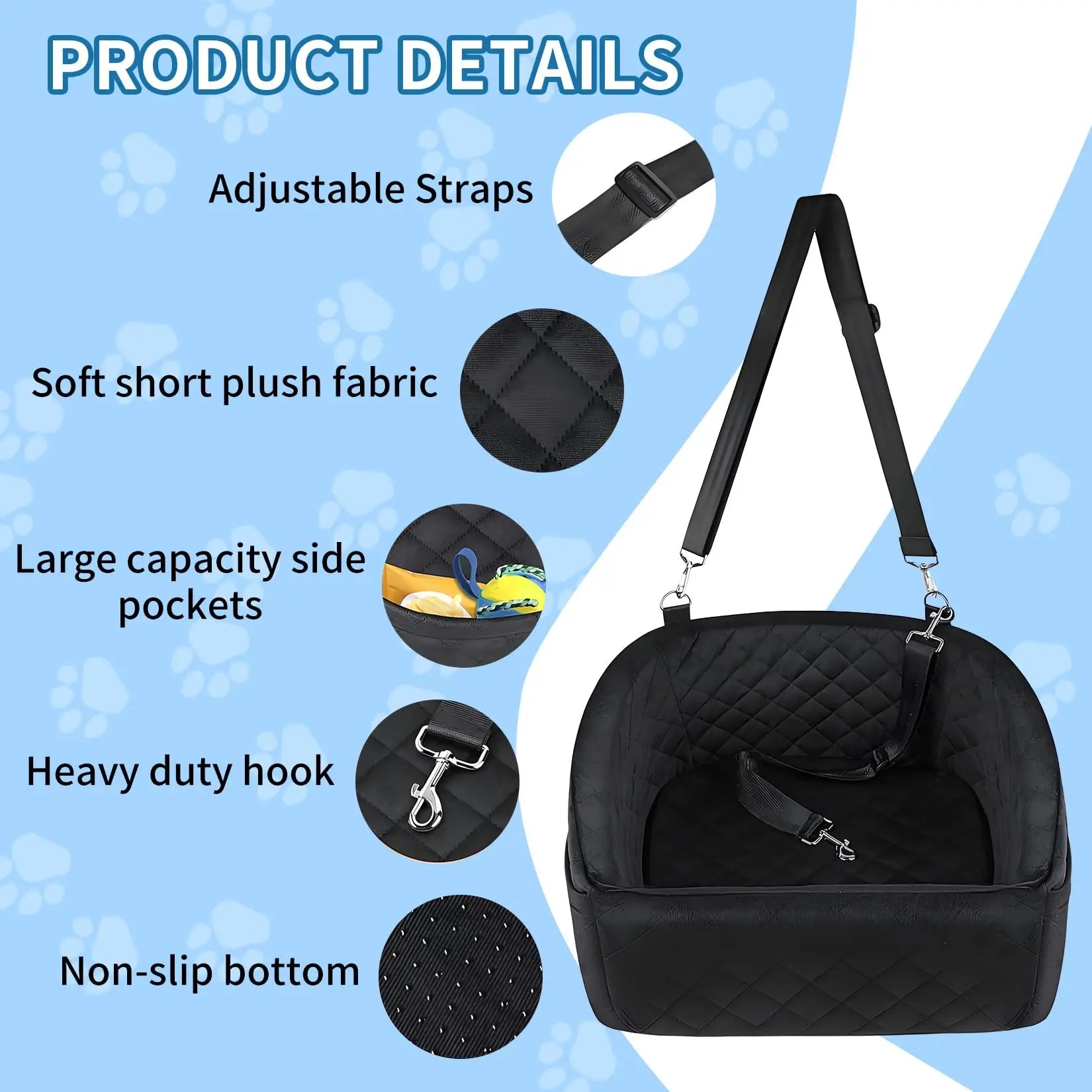 Dog Booster Car Seat, Detachable Washable Pet Dog Bed