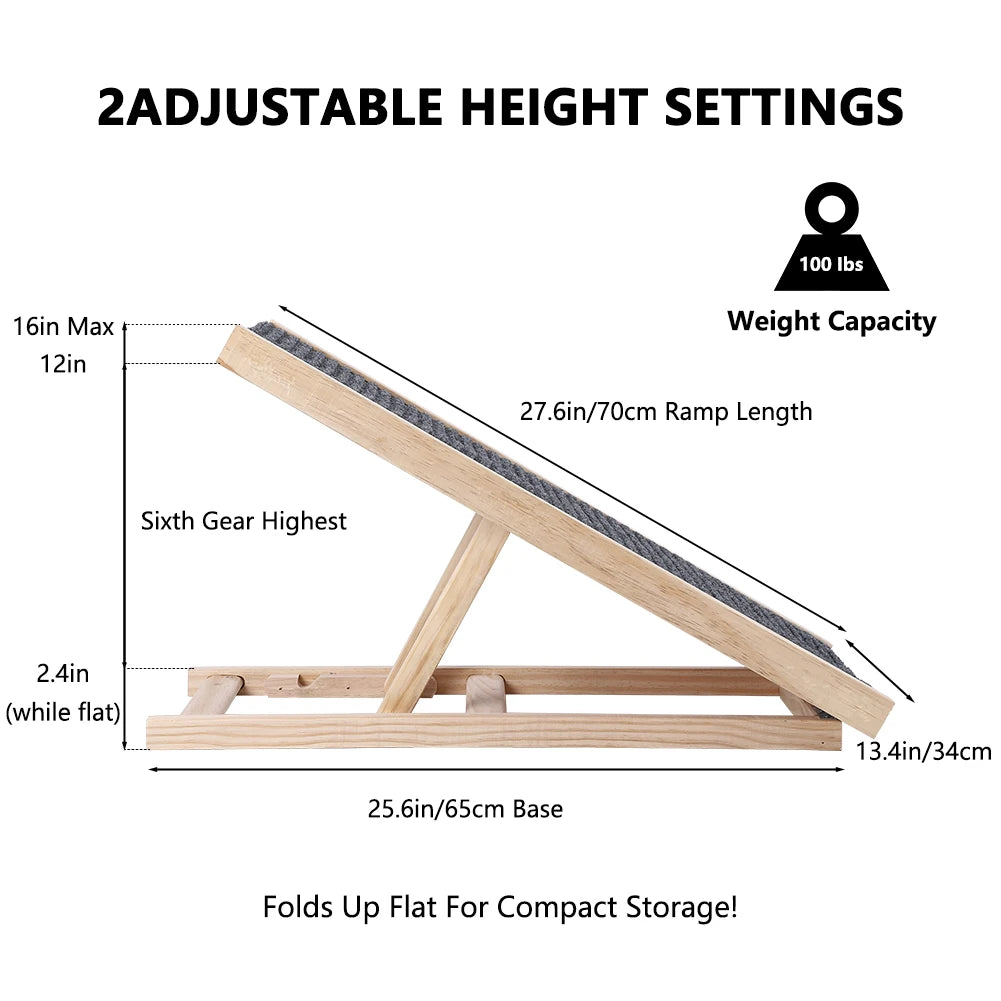 Pet Dog Ramp Ladder Natural Pine Wooden 