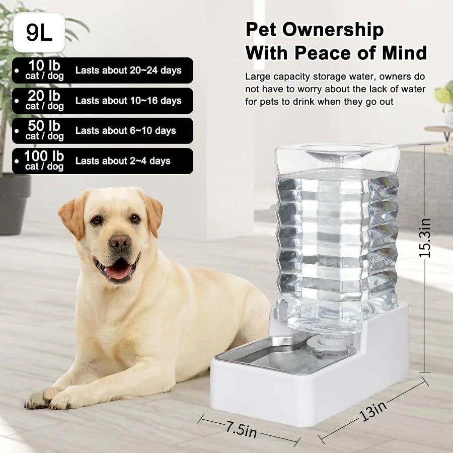Automatic Pet Water Dispenser Gravity Fed Stainless Bowl