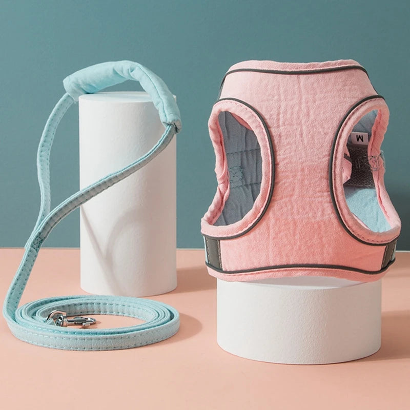 Cat Harness Leash Set Breathable Reflective Strip Small Dog Puppy Harness Suede Pet Chest Strap