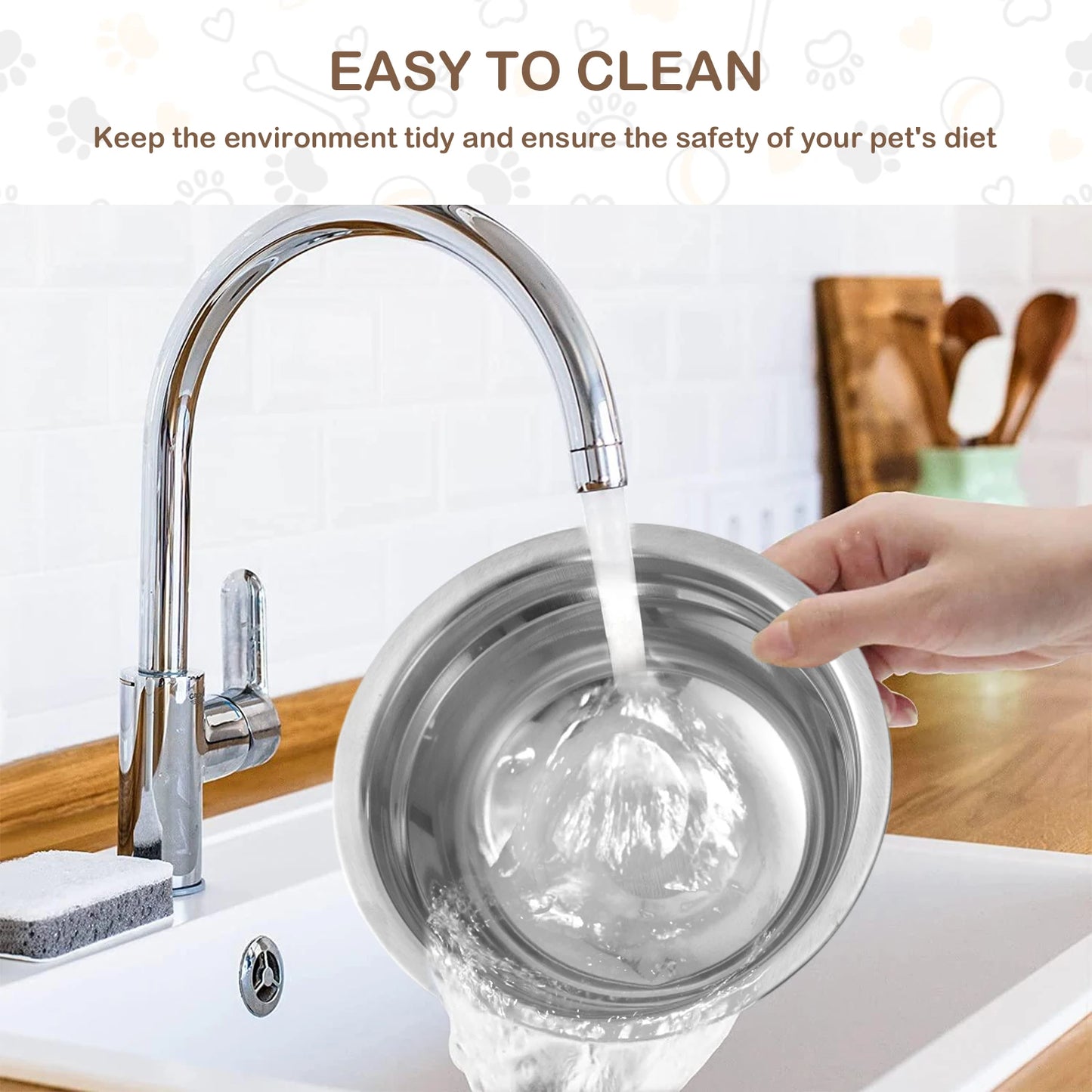 5D DIY Diamond Painting Water Feeder Kit Rhinestone Stainless Steel Pet Bowl for Cats and Dogs