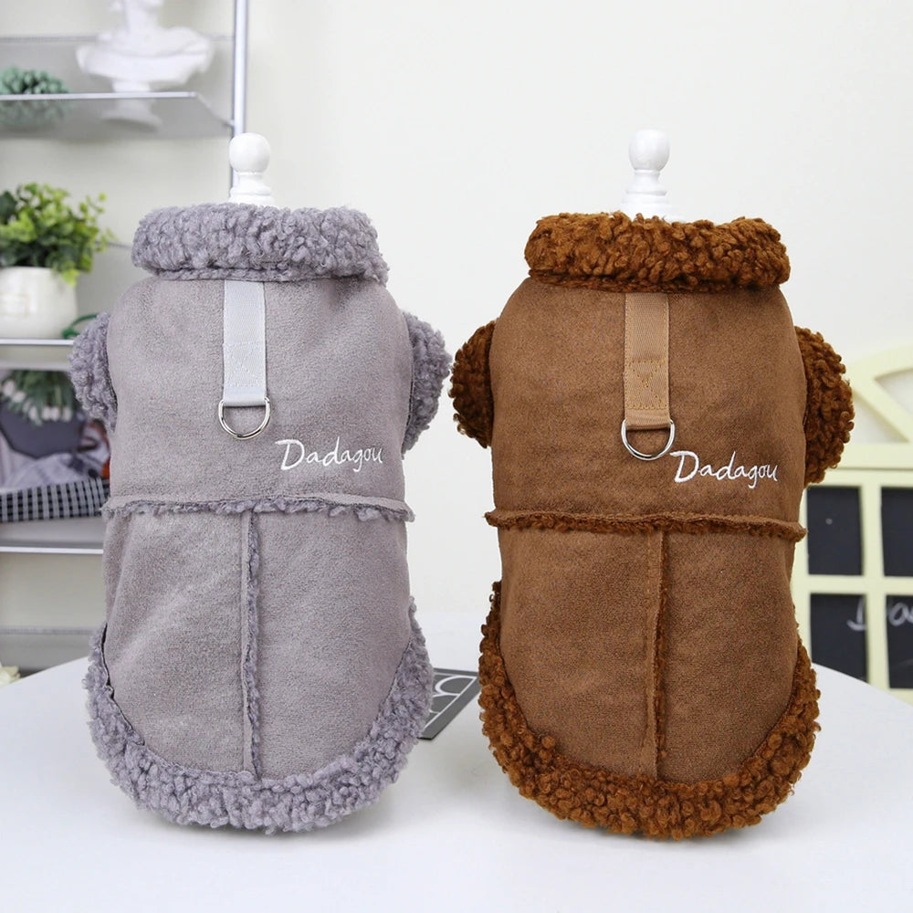 British Style Dog Jacket Lamb Fleece Winter Coat for Small Dogs Chihuahua Pug Yorkie Warm Outfit
