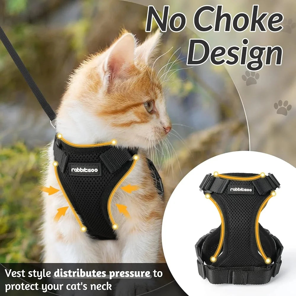 Escape Proof Cat Harness and Leash Soft Adjustable Breathable Vest Heavy Duty Easy Control Outdoor Training