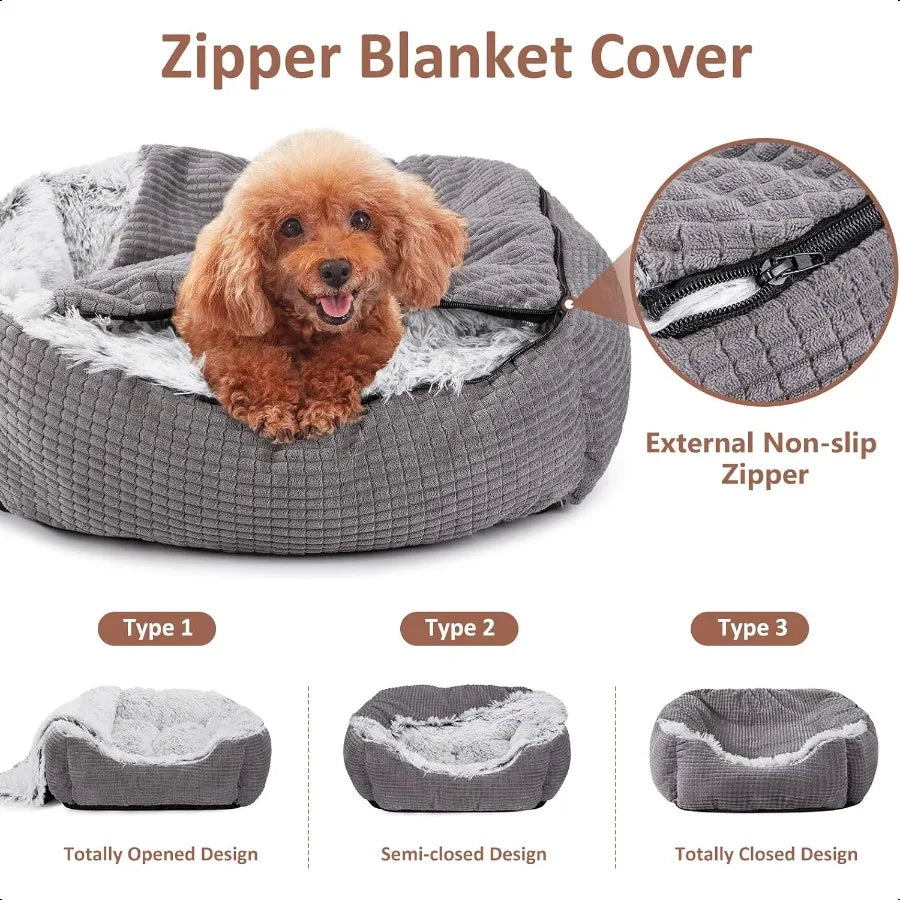 Cozy Rec Cave Hooded Dog Bed For Small Pets Indoors