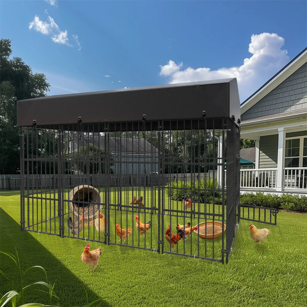 Heavy Duty Dog Kennel With Roof Cover Welded Metal Cage