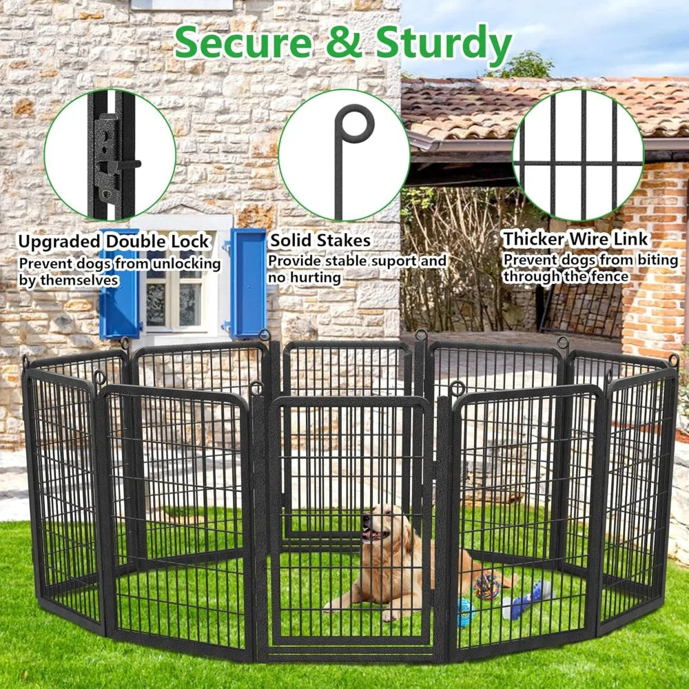 Outdoor Dog Playpen With Full Gate Heavy Duty Fence