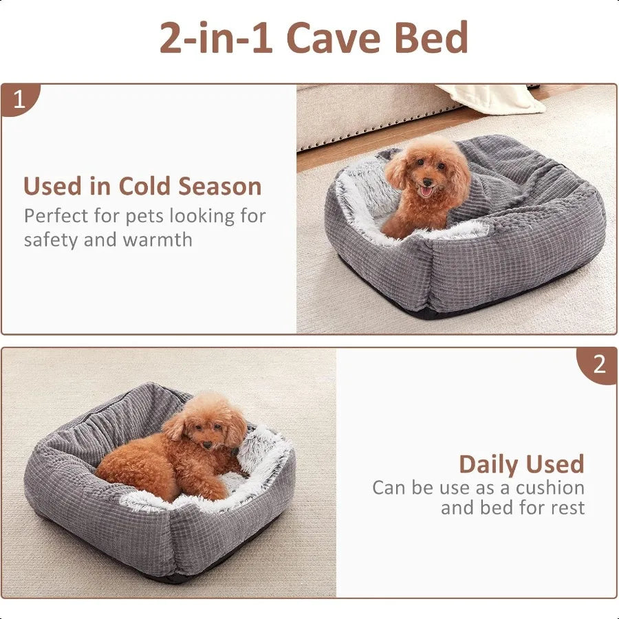 Cozy Rec Cave Hooded Dog Bed For Small Pets Indoors