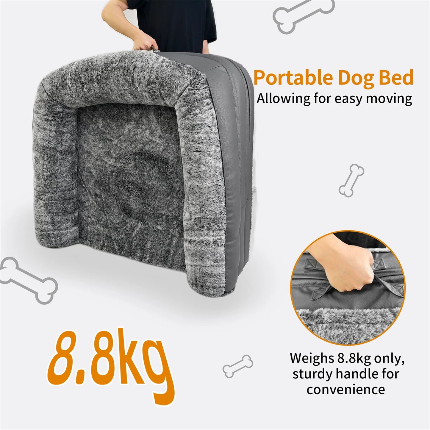 Orthopedic Dog Bed Foldable Calming Plush Cover Sponge Base