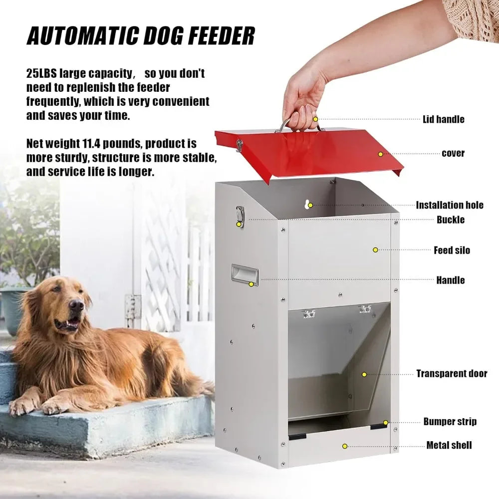 Automatic Dog Feeder Outdoor Stainless Steel Food Dispenser