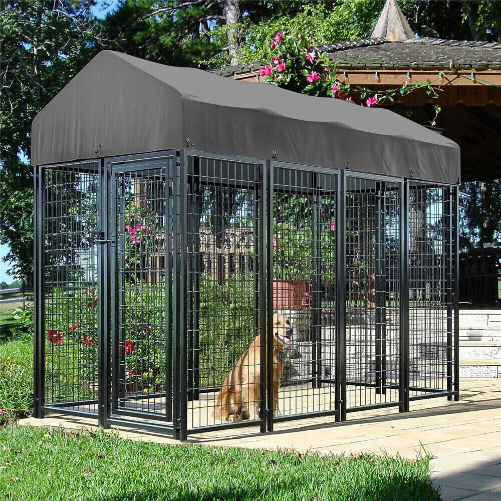 Heavy Duty Dog Kennel With Roof Cover Welded Metal Cage