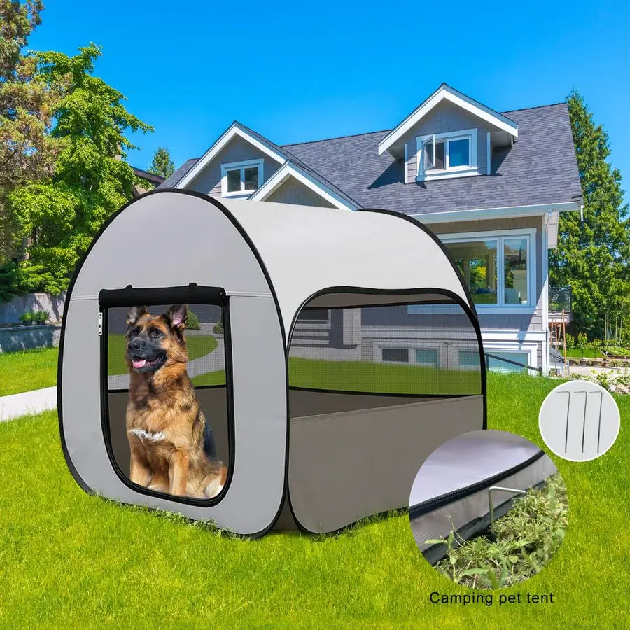 PopUp Dog Kennel Enclosure Large Large Portable Outdoor Pet Crate with Carry Bag, Waterproof Travel Carrier for Camping Home, Gr
