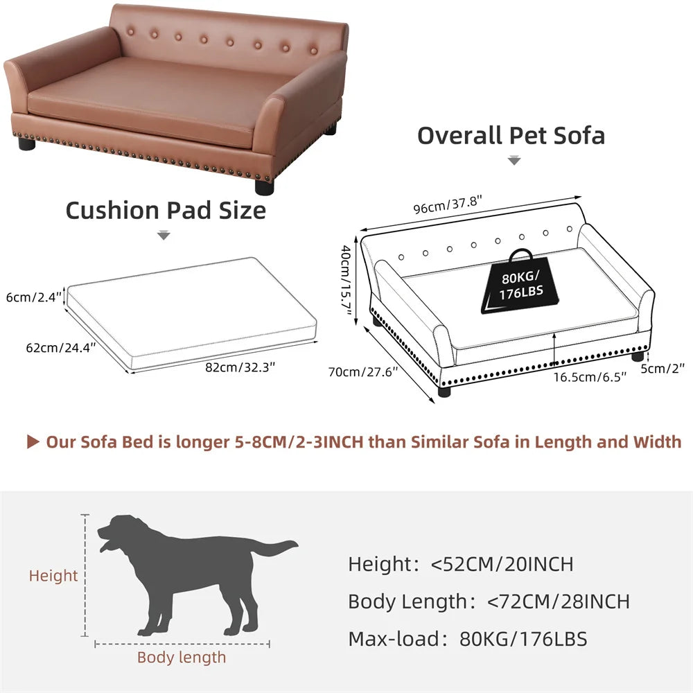 Heavy Duty Pet Sofa Large Raised Dog Bed Cushioned Soft Pet Cat Bed Puppy Couch Lounge Bed