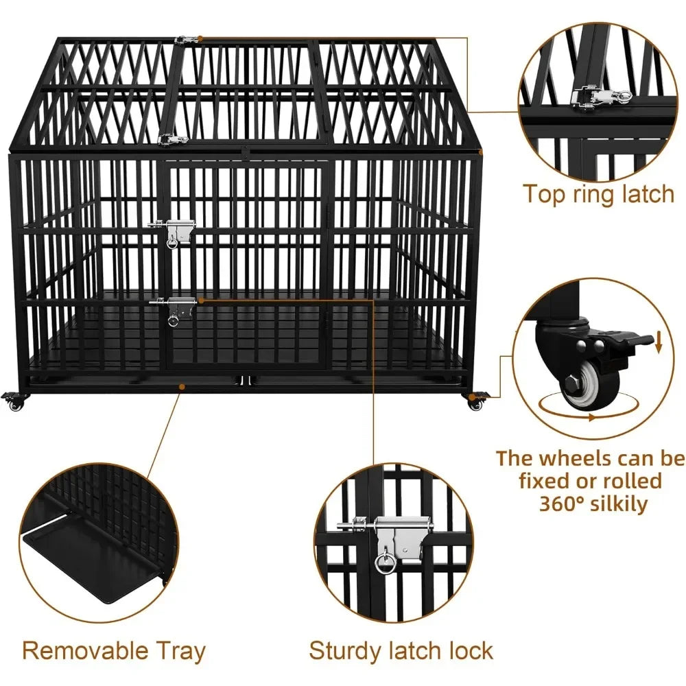 54 inch Heavy Duty Indestructible Dog Crate, Escape Proof Dog 