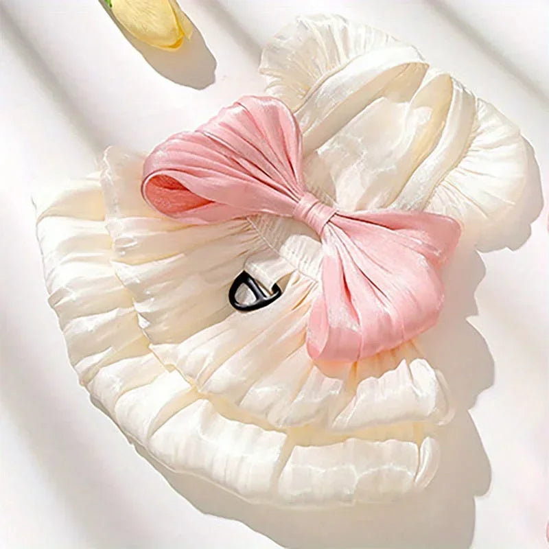 Cotton Flower Pattern Summer Dog Dress With Bow Knot