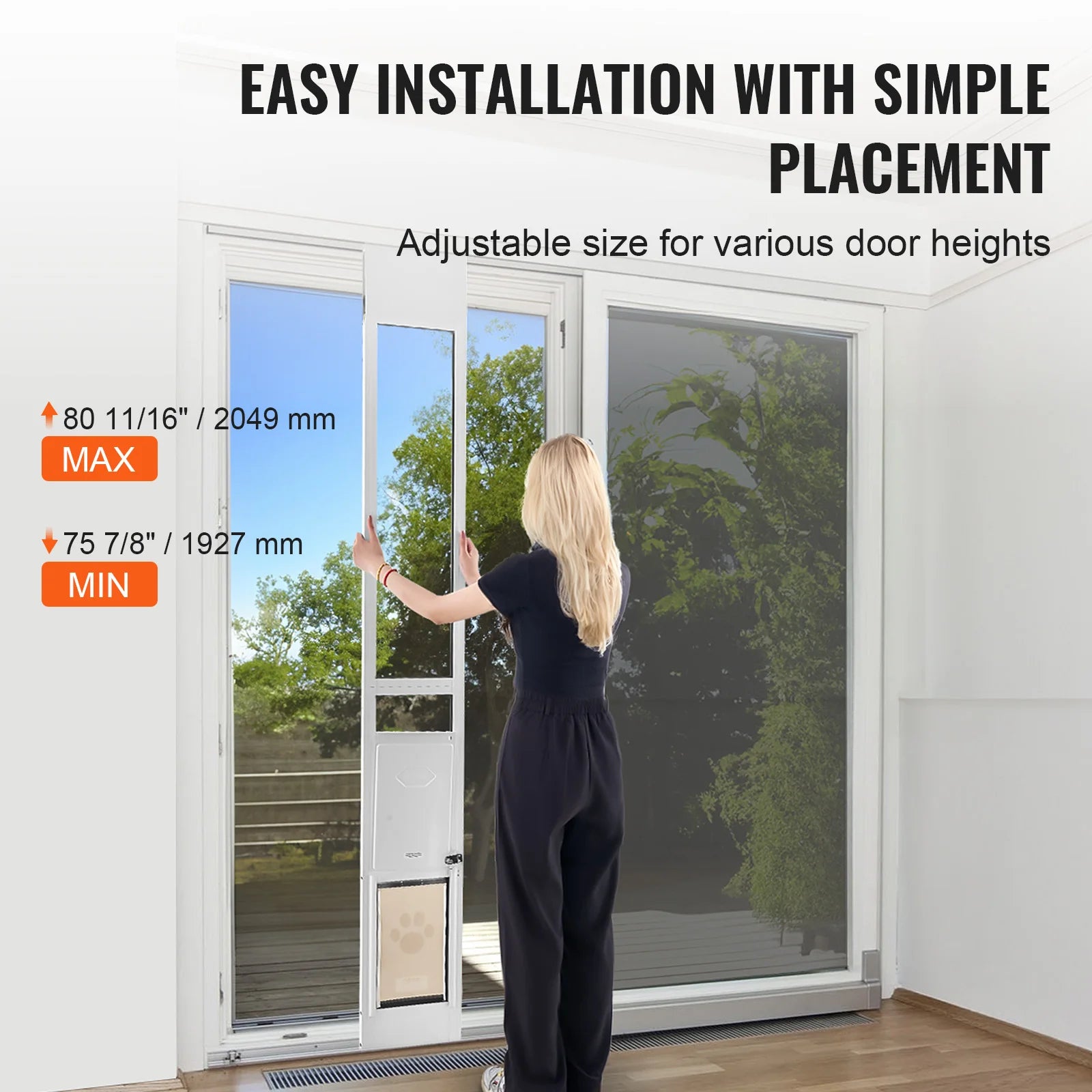 SucceBuy Dog Door Sliding Glass Door Adjustable Height Doggy Door 