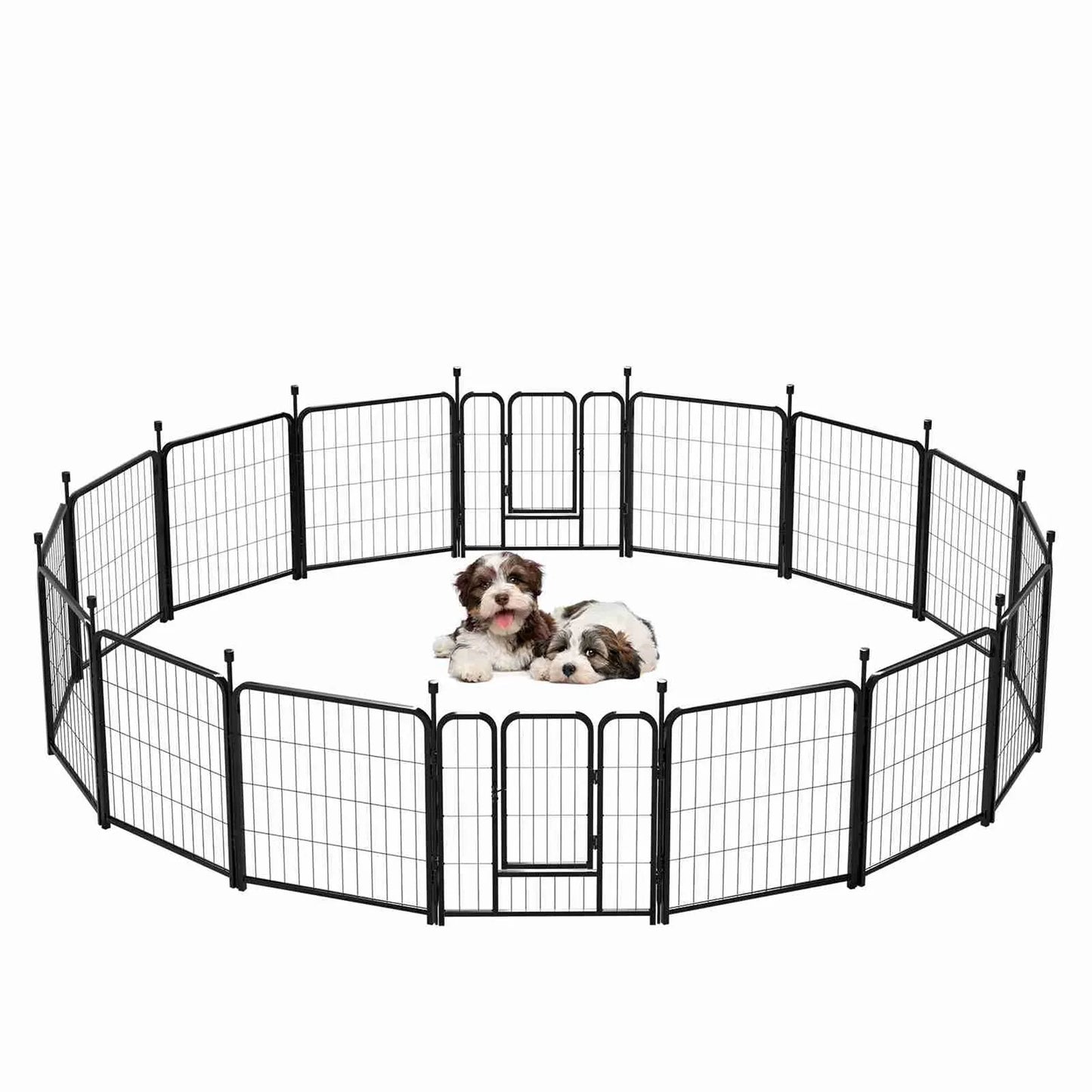 16 Panels 24 Inch Pet Exercise Playpen with Sound Reduction Cover and 2 Clip Metal Dog Puppy Playpen for Indoor and Outdoor Use