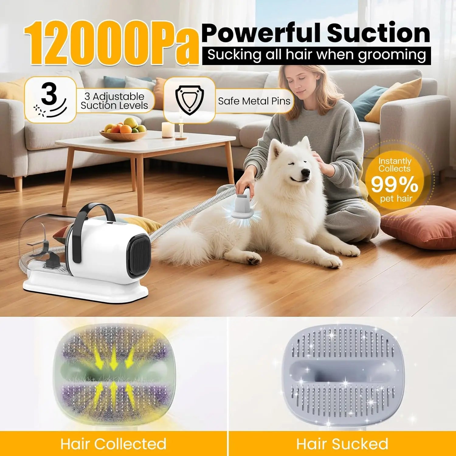 All-in-One Pet Grooming Vacuum with Hair Clipper 