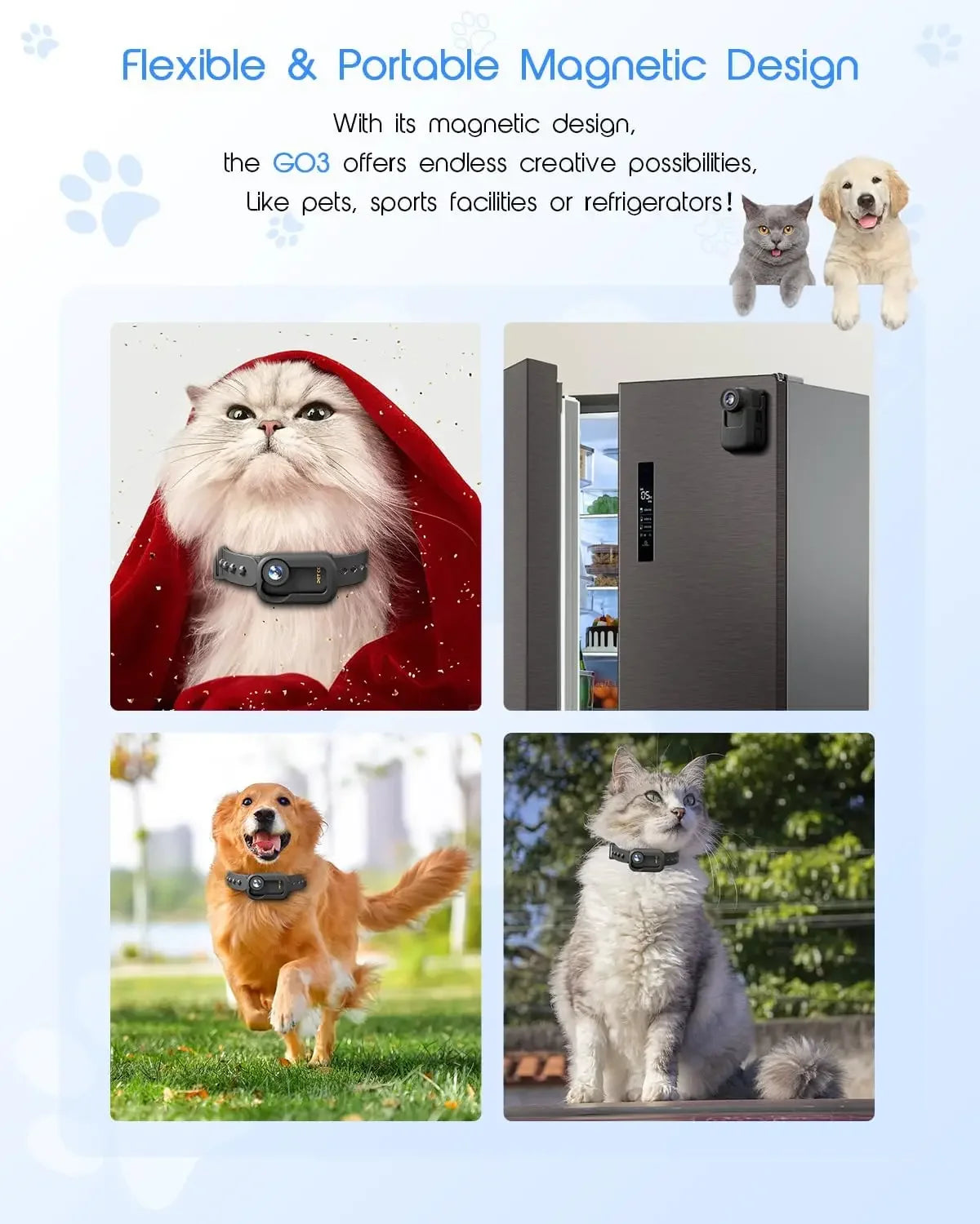 4K Cat Collar Camera HD WiFi Pet Camera with 64GB SD Card Mini Action Camera for Dogs and Cats