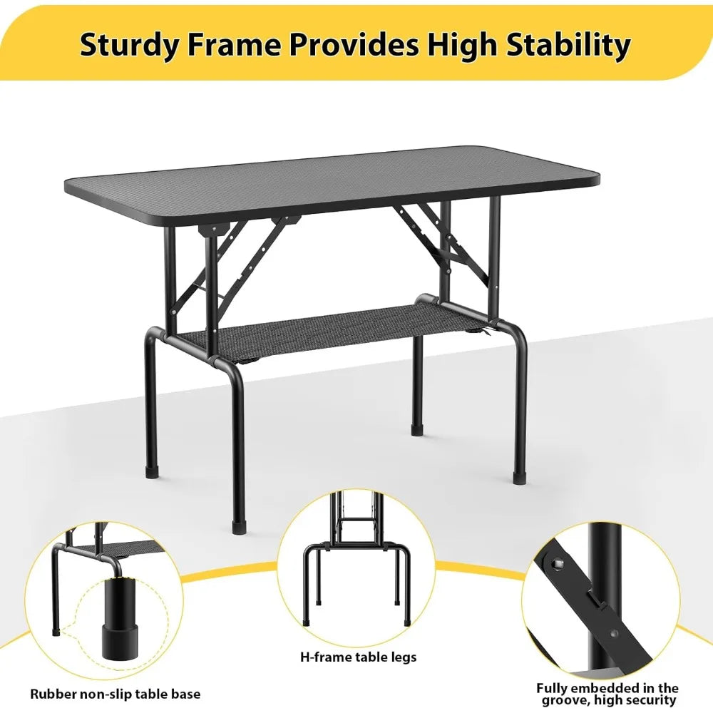 36 Inch Dog Grooming Table, Foldable Pet Grooming Tables at Home with Adjustable Arm, Nooses, Mesh Tray