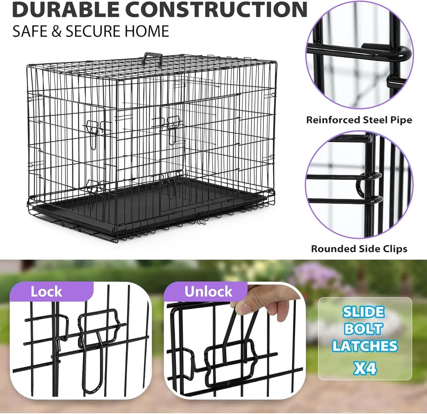 BestPet Dog Crate 48  Black Foldable Metal