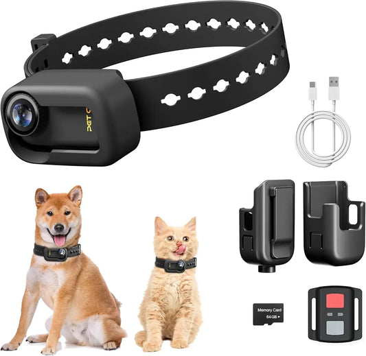 4K Cat Collar Camera HD WiFi Pet Camera with 64GB SD Card Mini Action Camera for Dogs and Cats