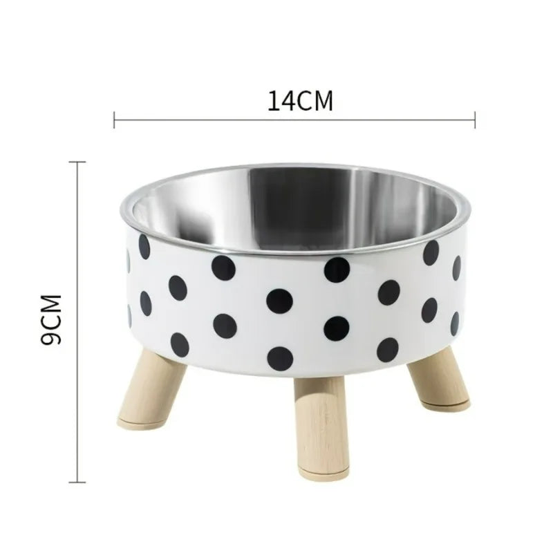 Elevated Stainless Steel Cat Bowl with Neck Protection and Anti Slip Feeding Tray