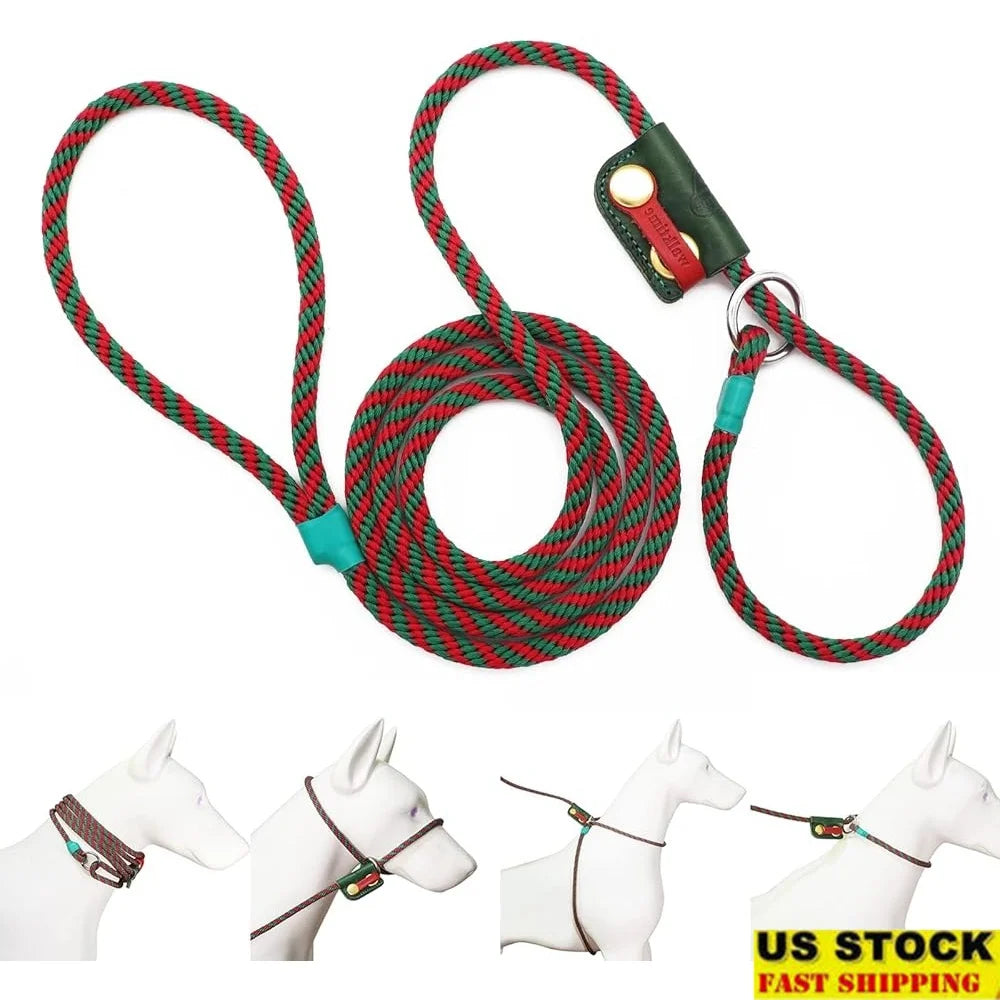 Slip Lead Dog Leash Set No Pull Harness Gentle Collar Training Rope Leash Adjustable Pet Walking Scarf Multi Functional Leash
