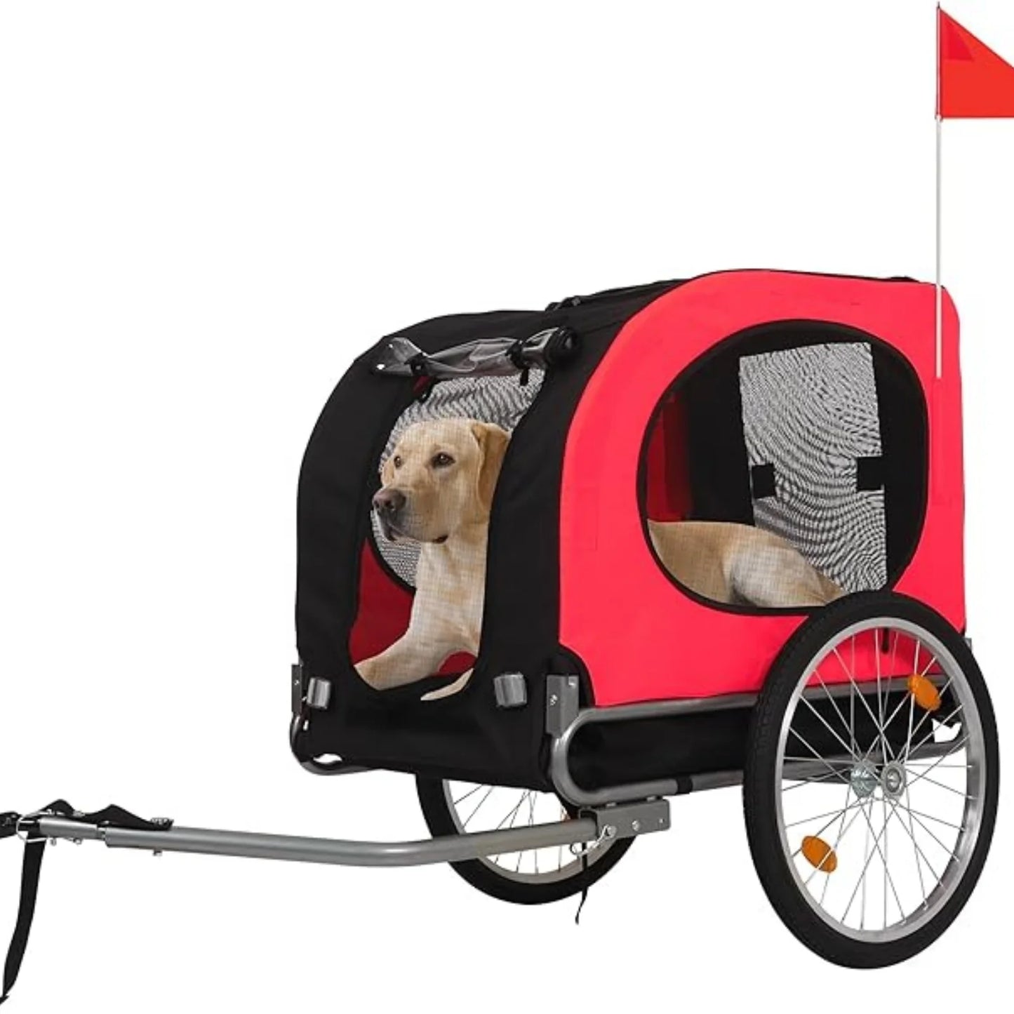 Universal Bike Trailer for Medium & Large Dogs - 88Lbs Capacity Convertible Pet Carrier with 19" Air Tires for Bicycle & Jogger