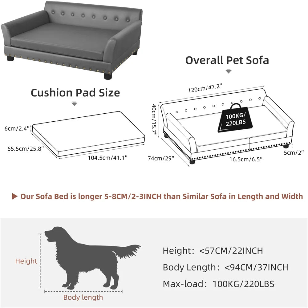 Heavy Duty Pet Sofa Large Raised Dog Bed Cushioned Soft Pet Cat Bed Puppy Couch Lounge Bed