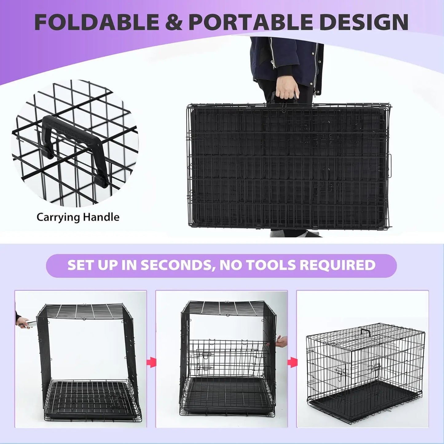 BestPet Dog Crate 48  Black Foldable Metal